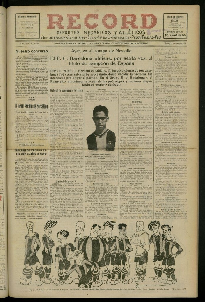 Miniatura de Record: deportes mecánicos y atléticos: aerostación, alpinismo, caza, hipismo, patinación, pesca, turismo, vela del 17 de mayo de 1926, nº 36