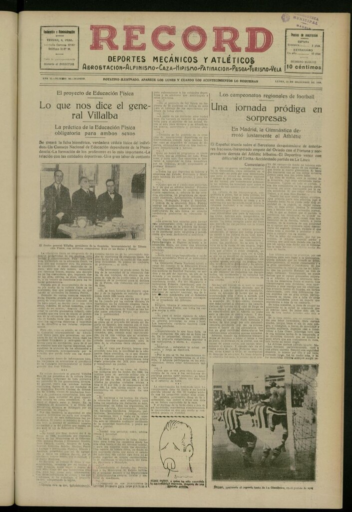 Miniatura de Record: deportes mecánicos y atléticos: aerostación, alpinismo, caza, hipismo, patinación, pesca, turismo, vela del 13 de diciembre de 1926, nº 66