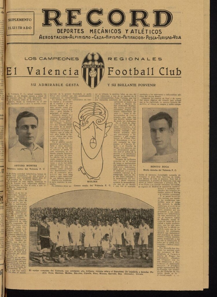 Miniatura de Record: deportes mecánicos y atléticos: aerostación, alpinismo, caza, hipismo, patinación, pesca, turismo, vela. Suplemento Ilustrado del 17 de marzo de 1927