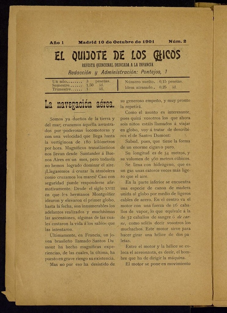 Miniatura de El Quijote de los Chicos de 10 de octubre de 1901, nº 2
