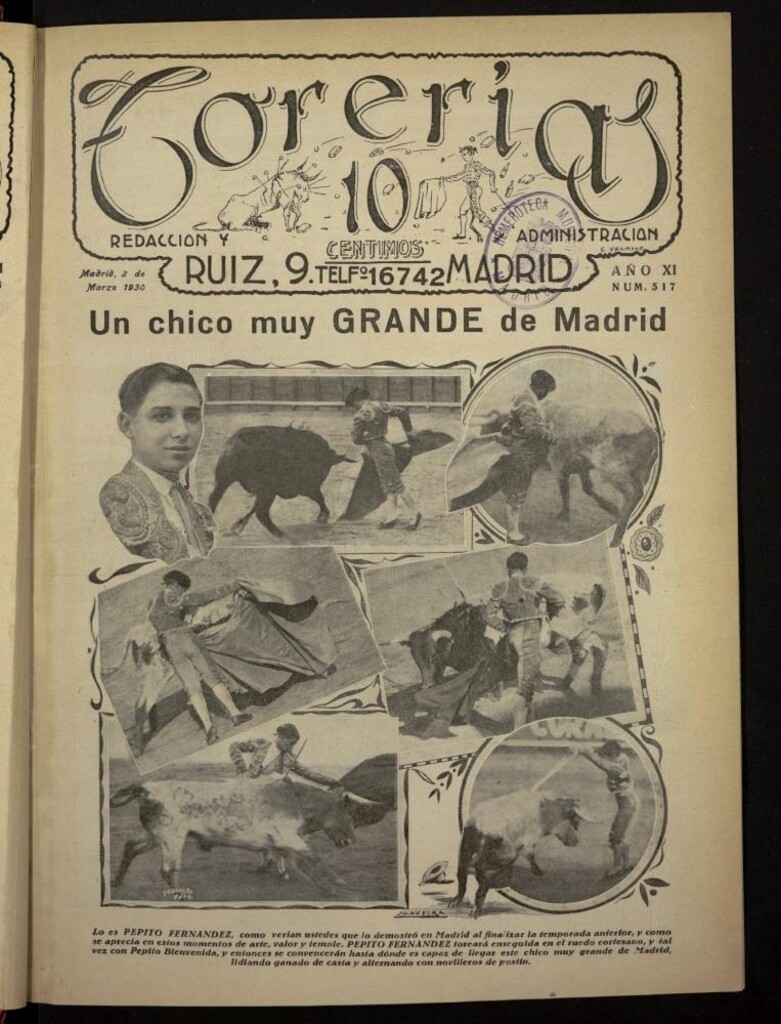 Miniatura de Torerías del 2 de marzo de 1930, nº 517