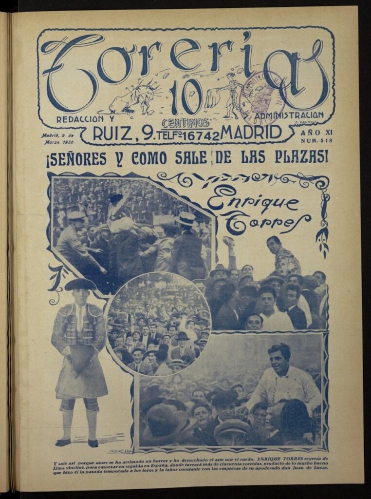 Miniatura de Torerías del 9 de marzo de 1930, nº 518