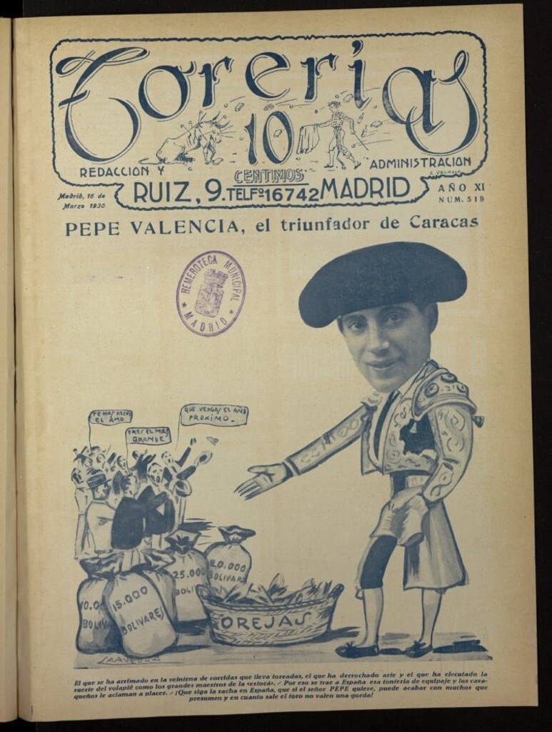 Miniatura de Torerías del 16 de marzo de 1930, nº 519