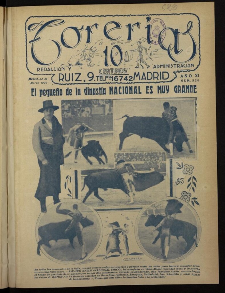Miniatura de Torerías del 23 de marzo de 1930, nº 520