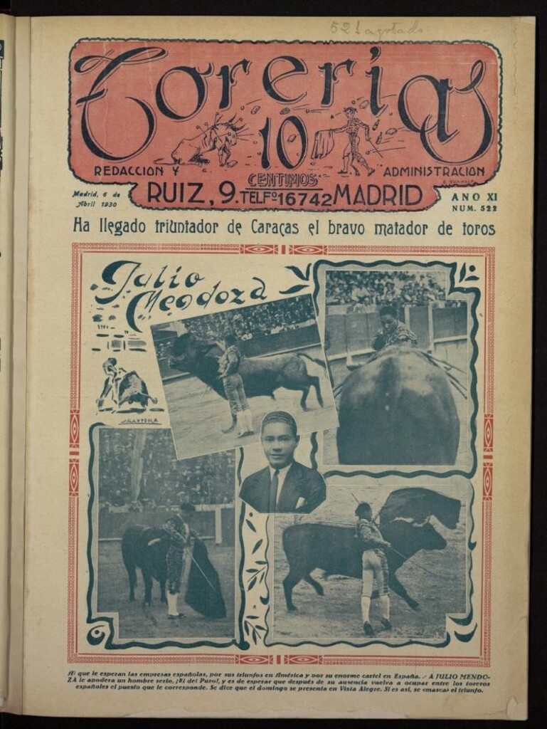 Miniatura de Torerías del 6 de abril de 1930, nº 522