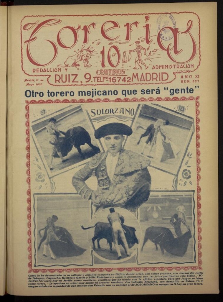 Miniatura de Torerías del 11 de mayo de 1930, nº 527