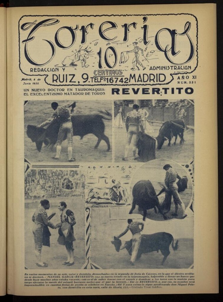 Miniatura de Torerías del 8 de junio de 1930, nº 531
