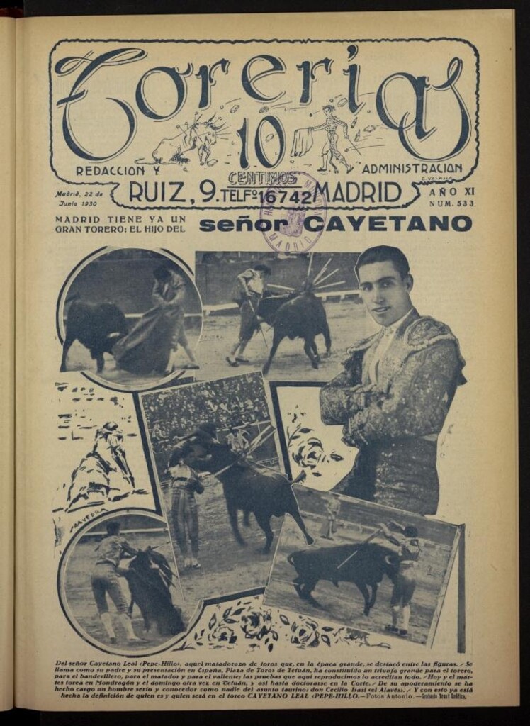 Miniatura de Torerías del 22 de junio de 1930, nº 533