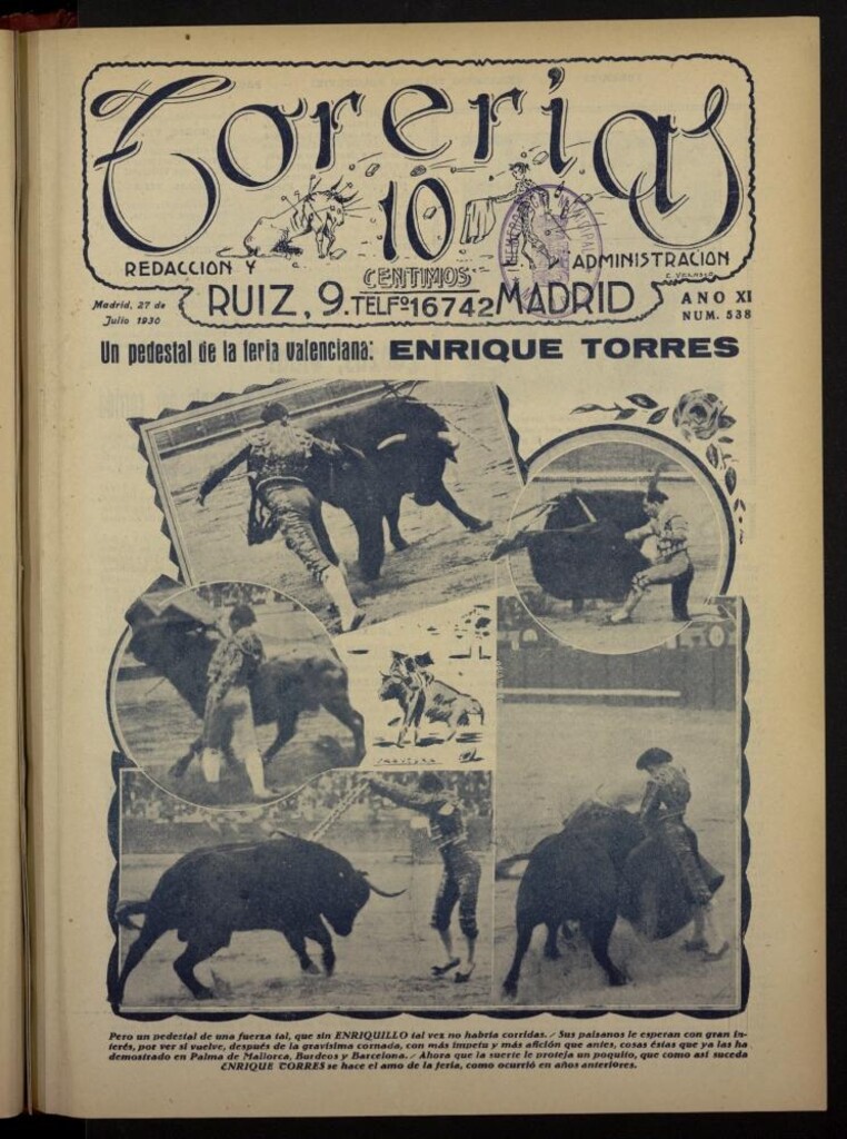 Miniatura de Torerías del 27 de julio de 1930, nº 538