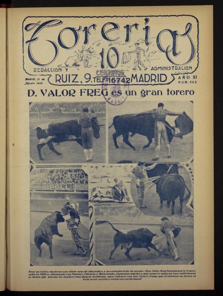 Miniatura de Torerías del 31 de agosto de 1930, nº 543