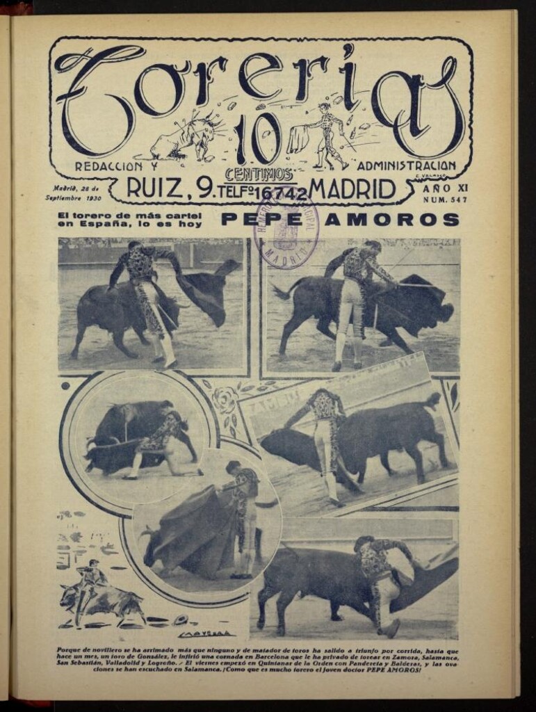 Miniatura de Torerías del 28 de septiembre de 1930, nº 547