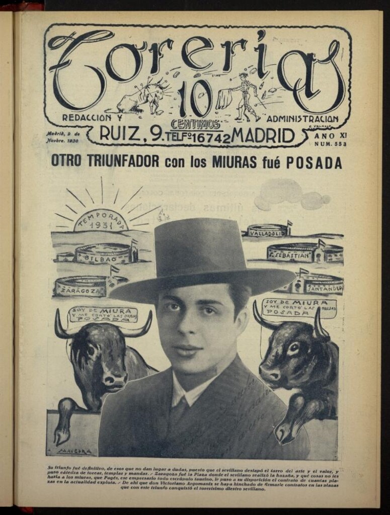 Miniatura de Torerías del 9 de noviembre de 1930, nº 553
