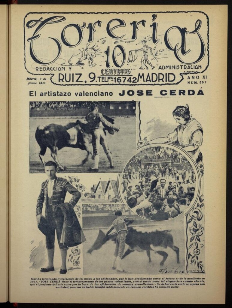 Miniatura de Torerías del 7 de diciembre de 1930, nº 557