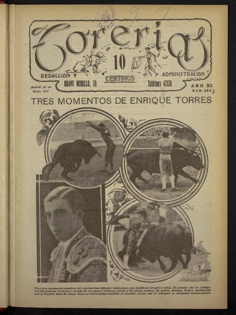 Miniatura de Torerías del 25 de enero de 1931, nº 564