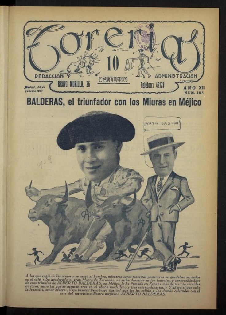 Miniatura de Torerías del 22 de febrero de 1931, nº 568