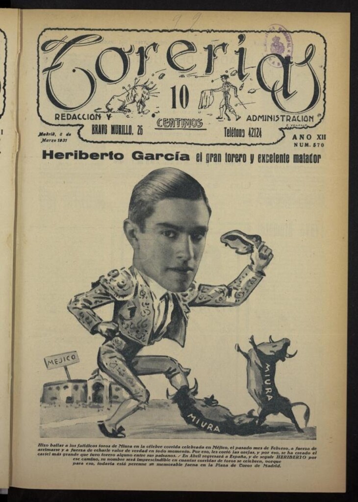 Miniatura de Torerías del 8 de marzo de 1931, nº 570