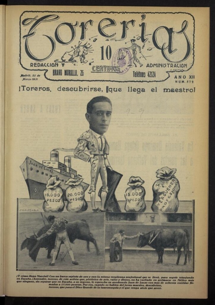 Miniatura de Torerías del 22 de marzo de 1931, nº 572
