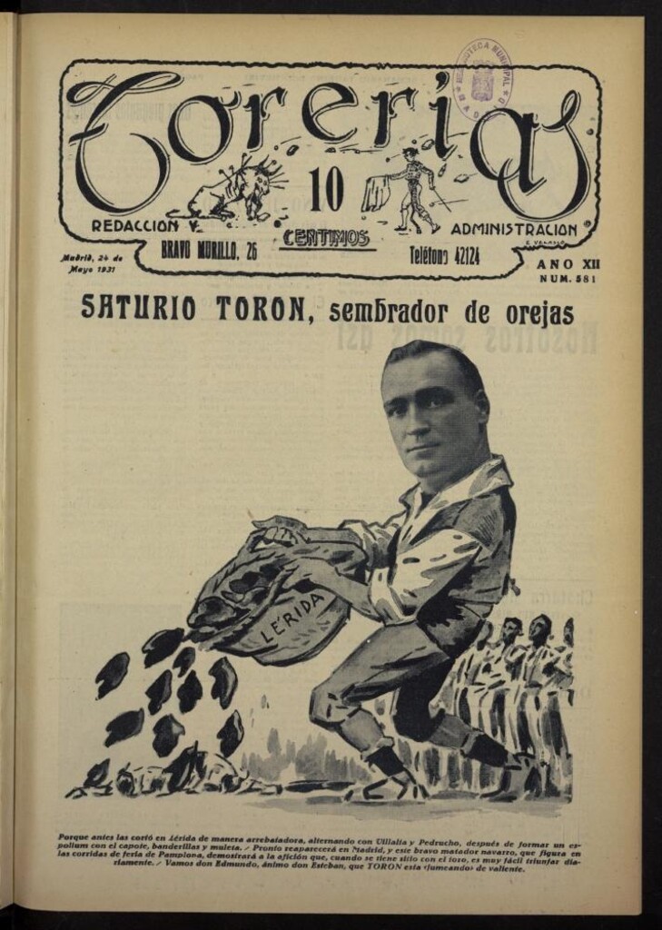 Miniatura de Torerías del 24 de mayo de 1931, nº 581