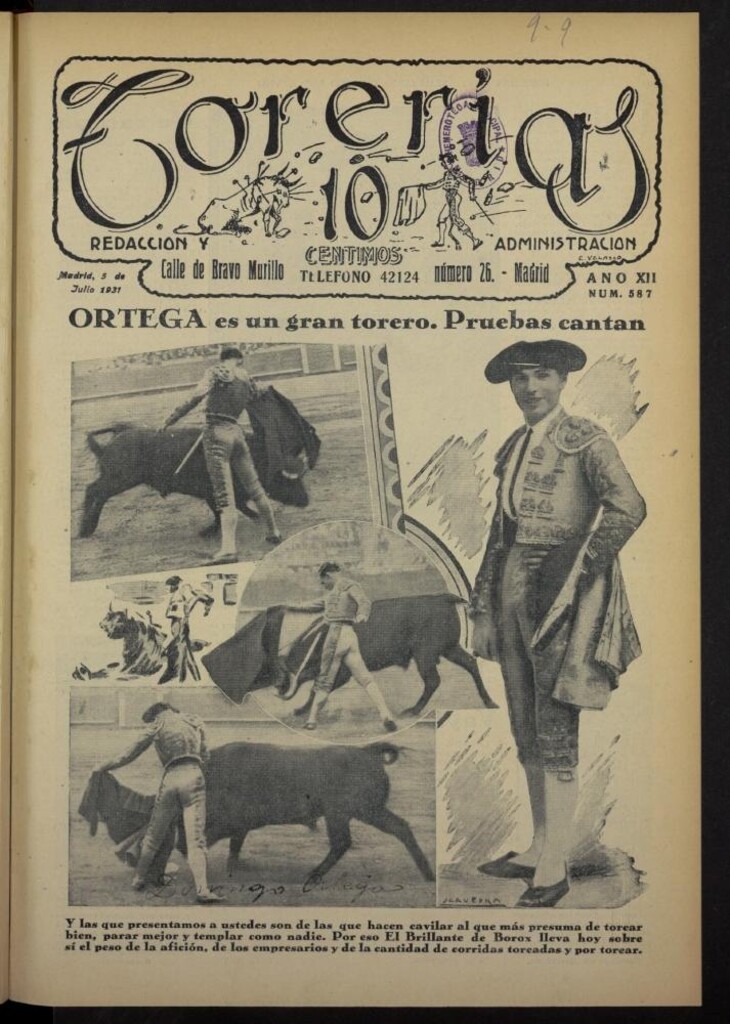 Miniatura de Torerías del 5 de julio de 1931, nº 587