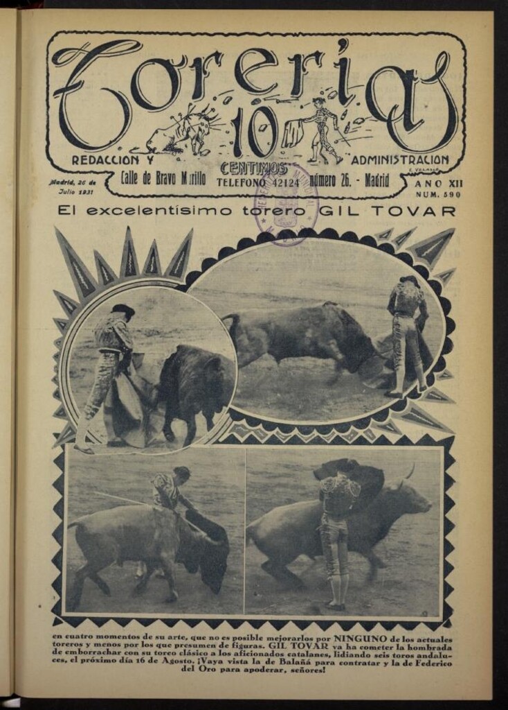Miniatura de Torerías del 26 de julio de 1931, nº 590