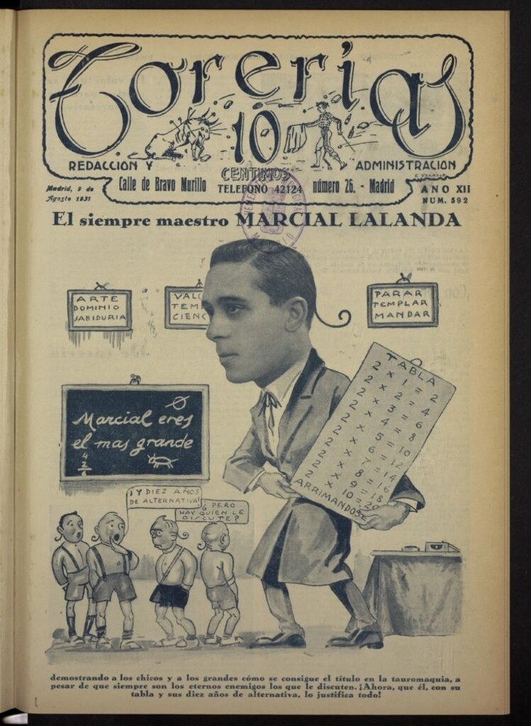 Miniatura de Torerías del 9 de agosto de 1931, nº 592