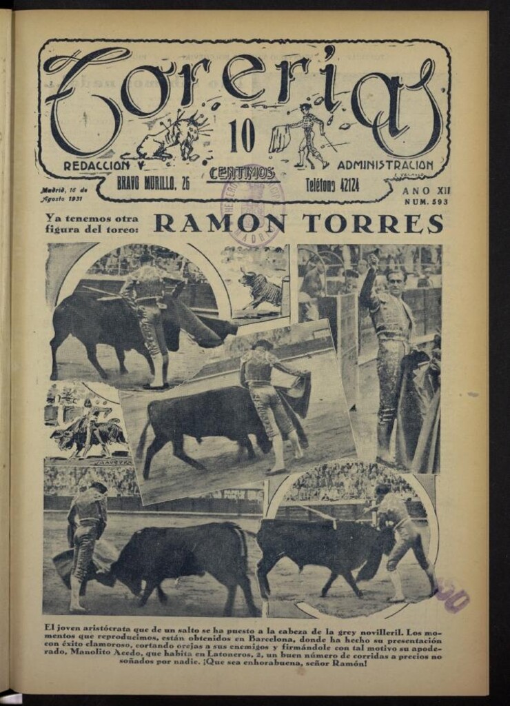 Miniatura de Torerías del 16 de agosto de 1931, nº 593
