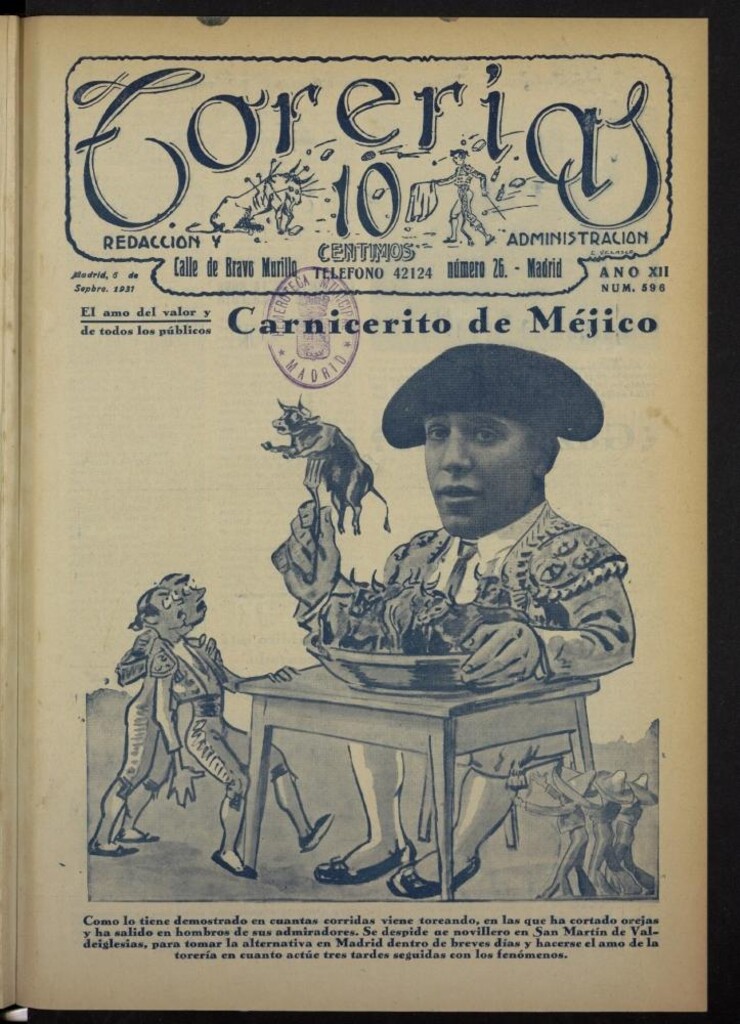 Miniatura de Torerías del 6 de septiembre de 1931, nº 596