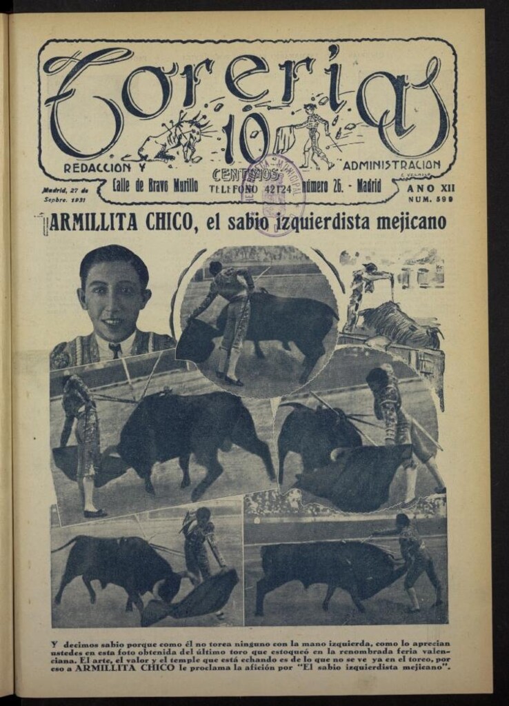 Miniatura de Torerías del 27 de septiembre de 1931, nº 599