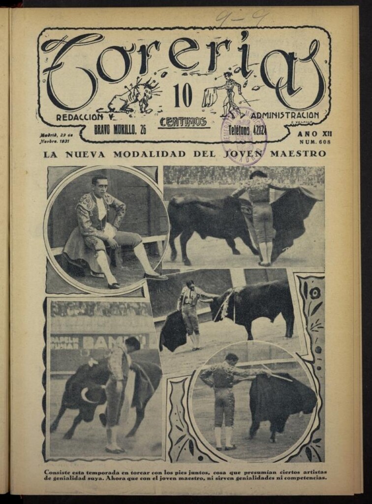 Miniatura de Torerías del 29 de noviembre de 1931, nº 608