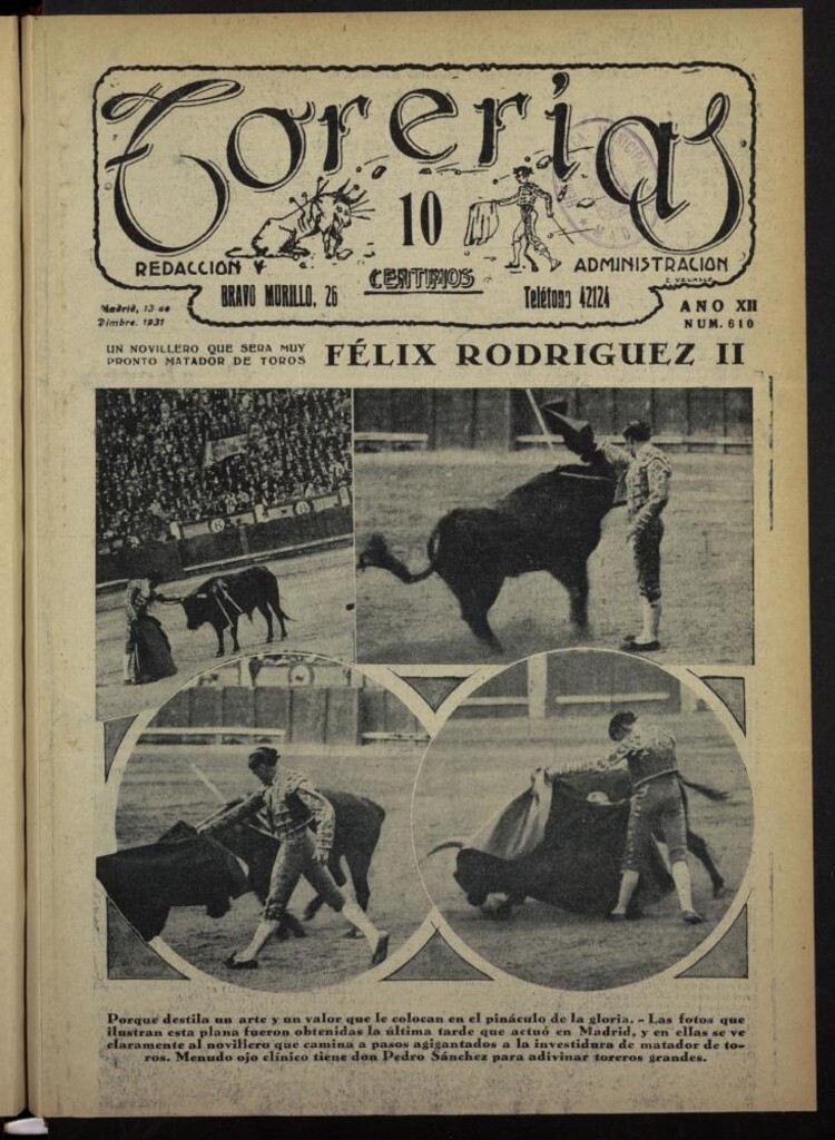 Miniatura de Torerías del 13 de diciembre de 1931, nº 610