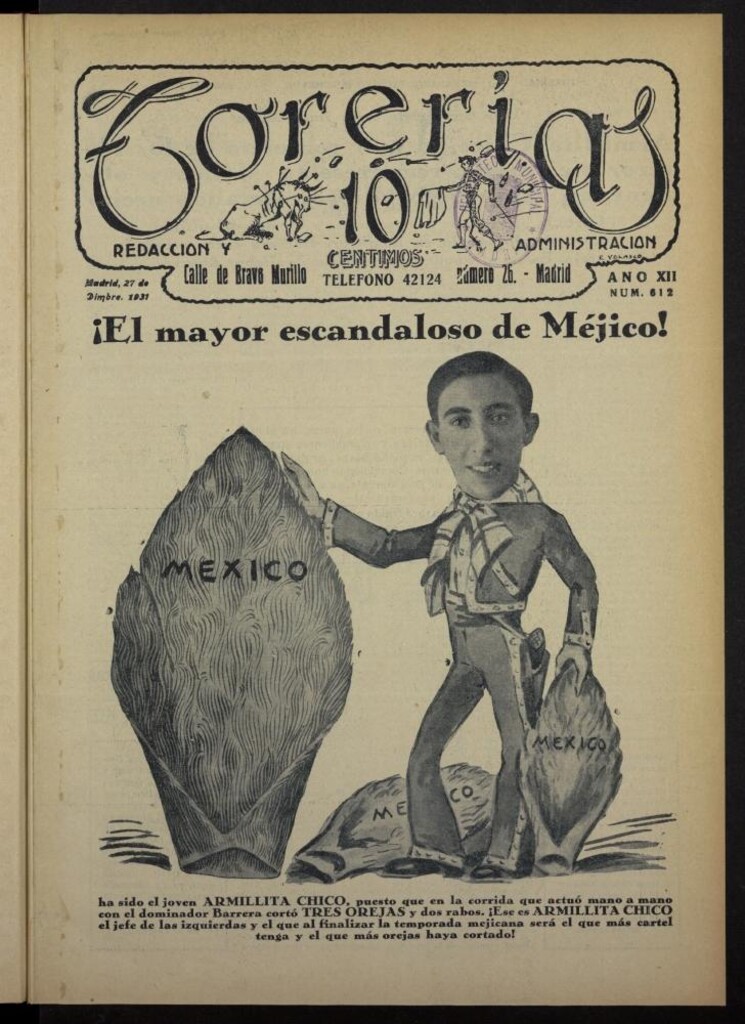 Miniatura de Torerías del 27 de diciembre de 1931, nº 612