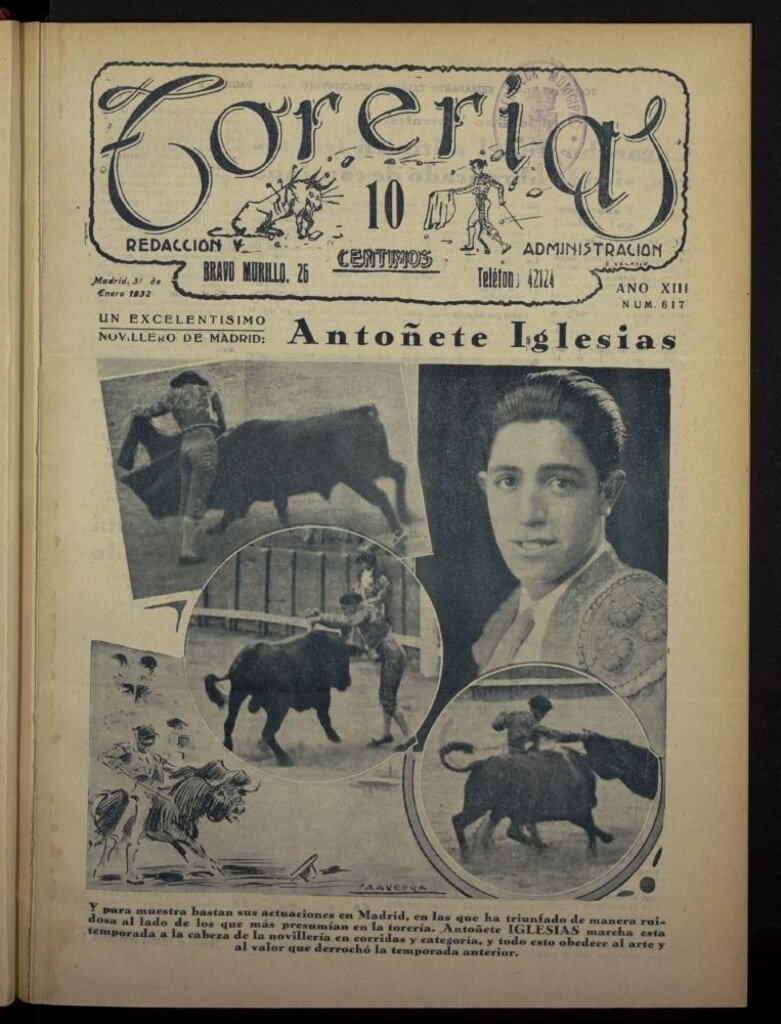 Miniatura de Torerías del 31 de enero de 1932, nº 617