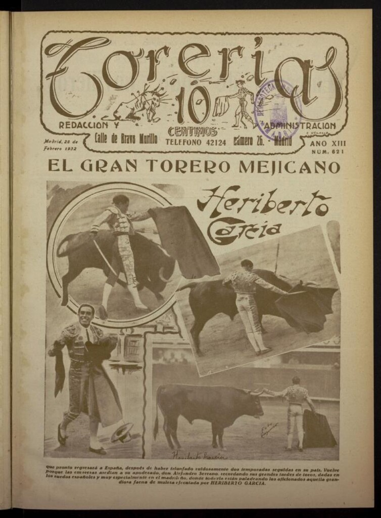 Miniatura de Torerías del 28 de febrero de 1932, nº 621