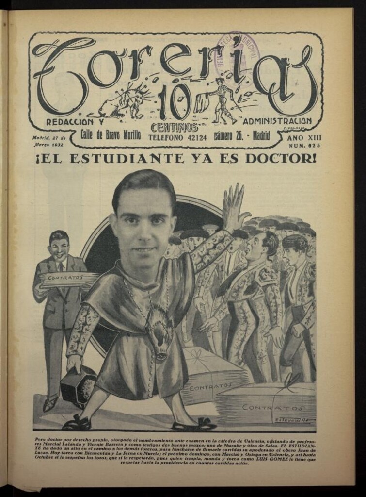 Miniatura de Torerías del 27 de marzo de 1932, nº 625