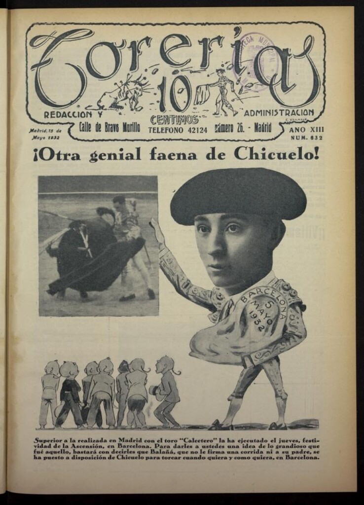 Miniatura de Torerías del 15 de mayo de 1932, nº 632