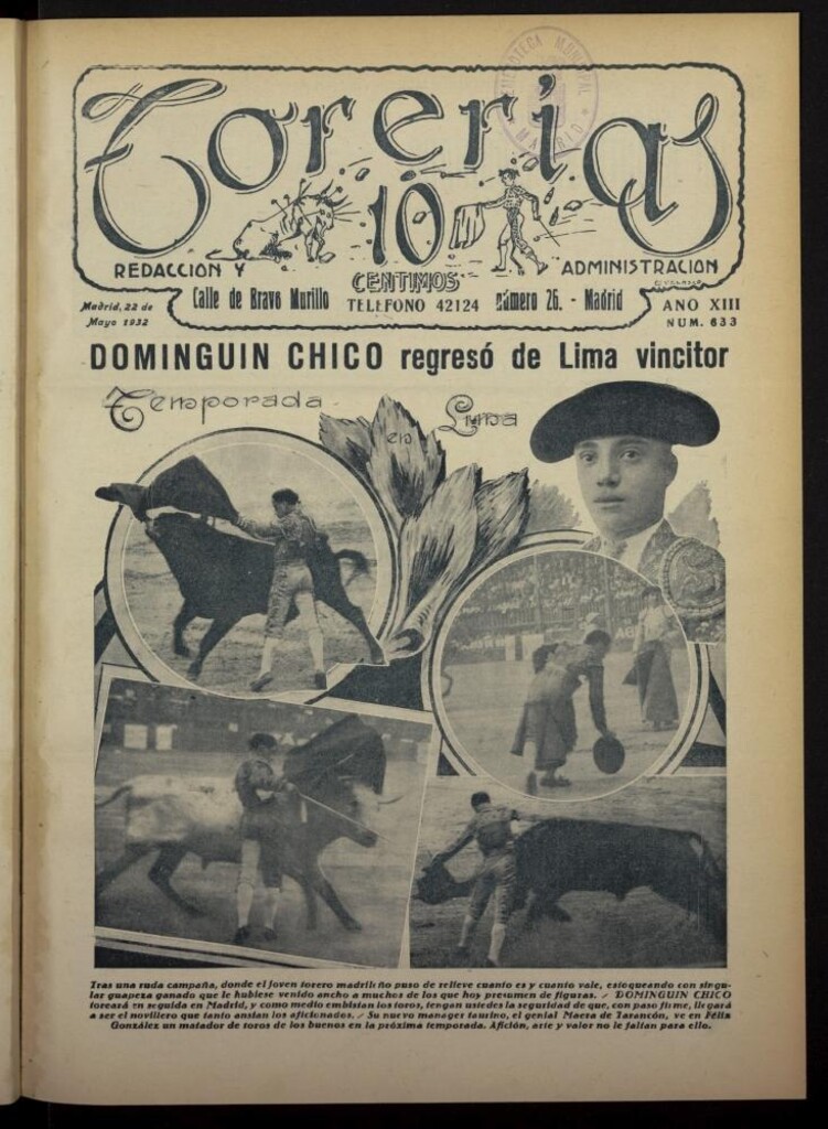 Miniatura de Torerías del 22 de mayo de 1932 nº 633
