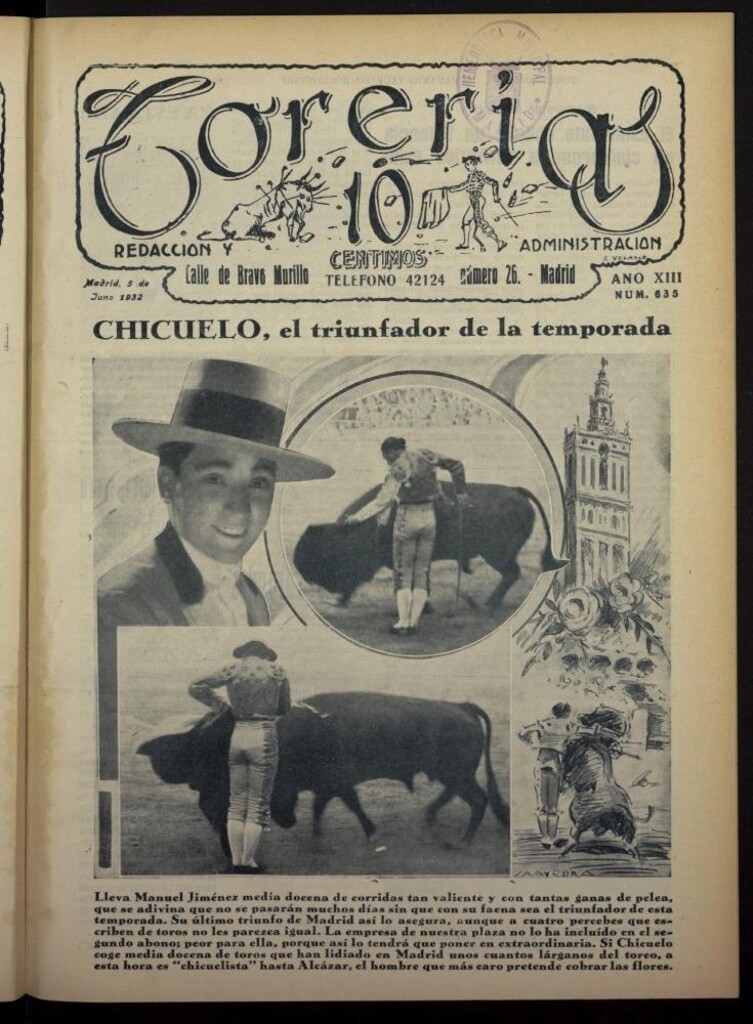Miniatura de Torerías del 5 de junio de 1932, nº 635