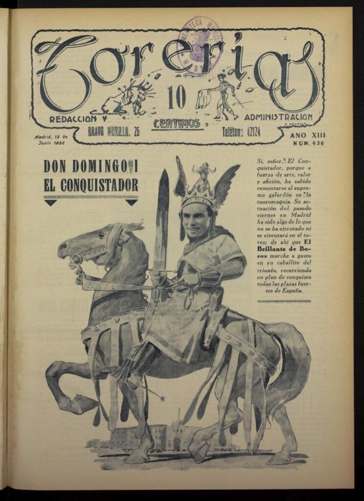 Miniatura de Torerías del 12 de junio de 1932, nº 636
