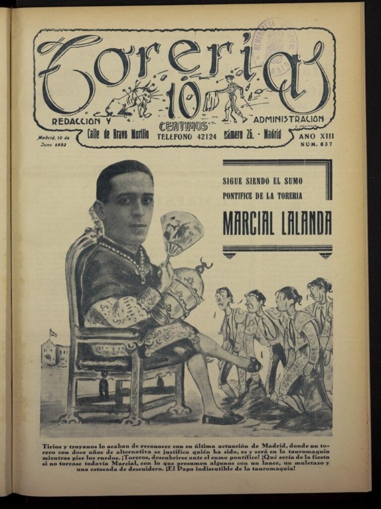 Miniatura de Torerías del 19 de junio de 1932, nº 637