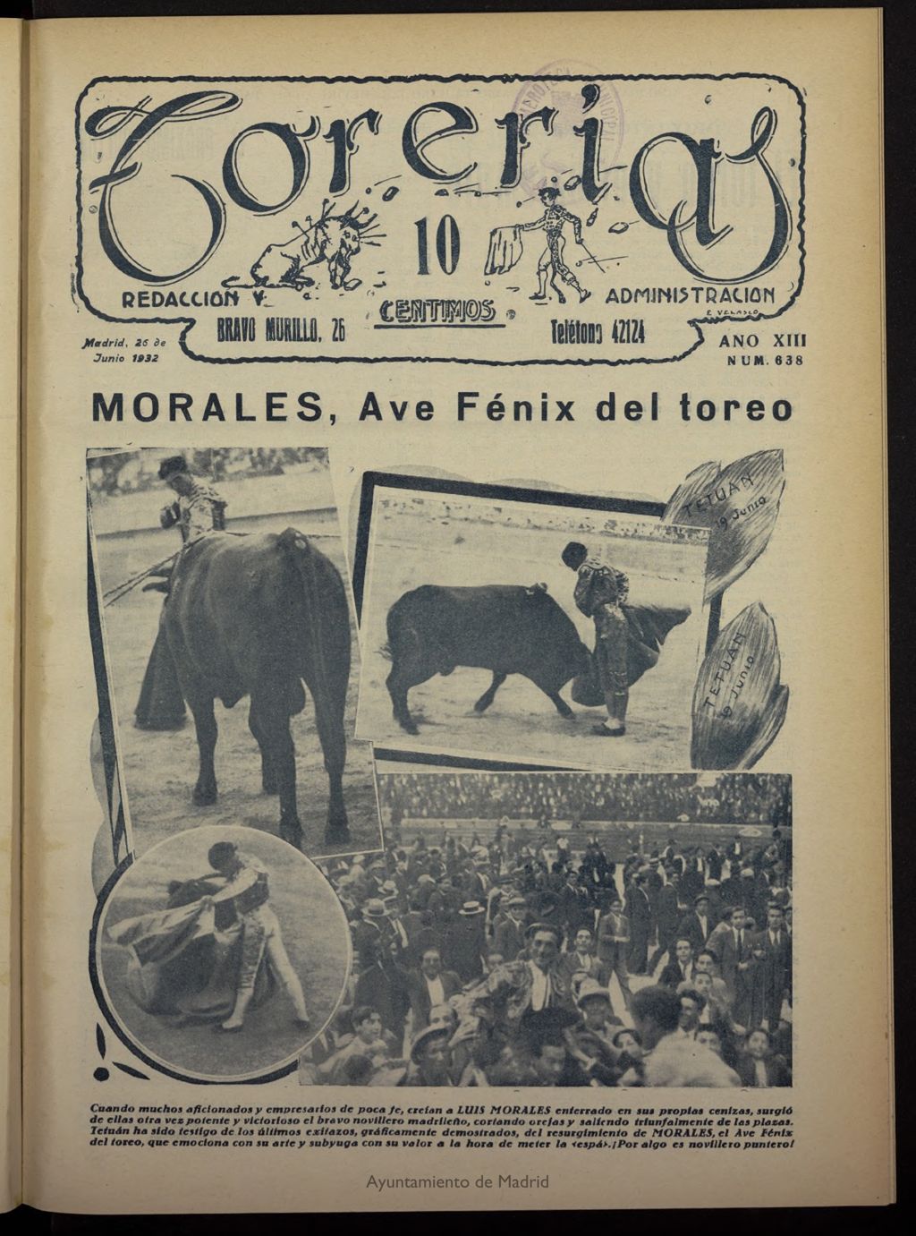 Miniatura de Torerías del 26 de junio de 1932, nº 638
