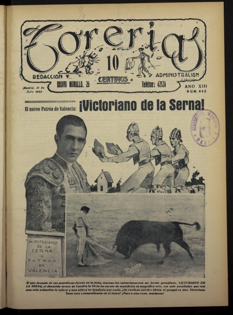Miniatura de Torerías del 31 de julio de 1932, nº 643