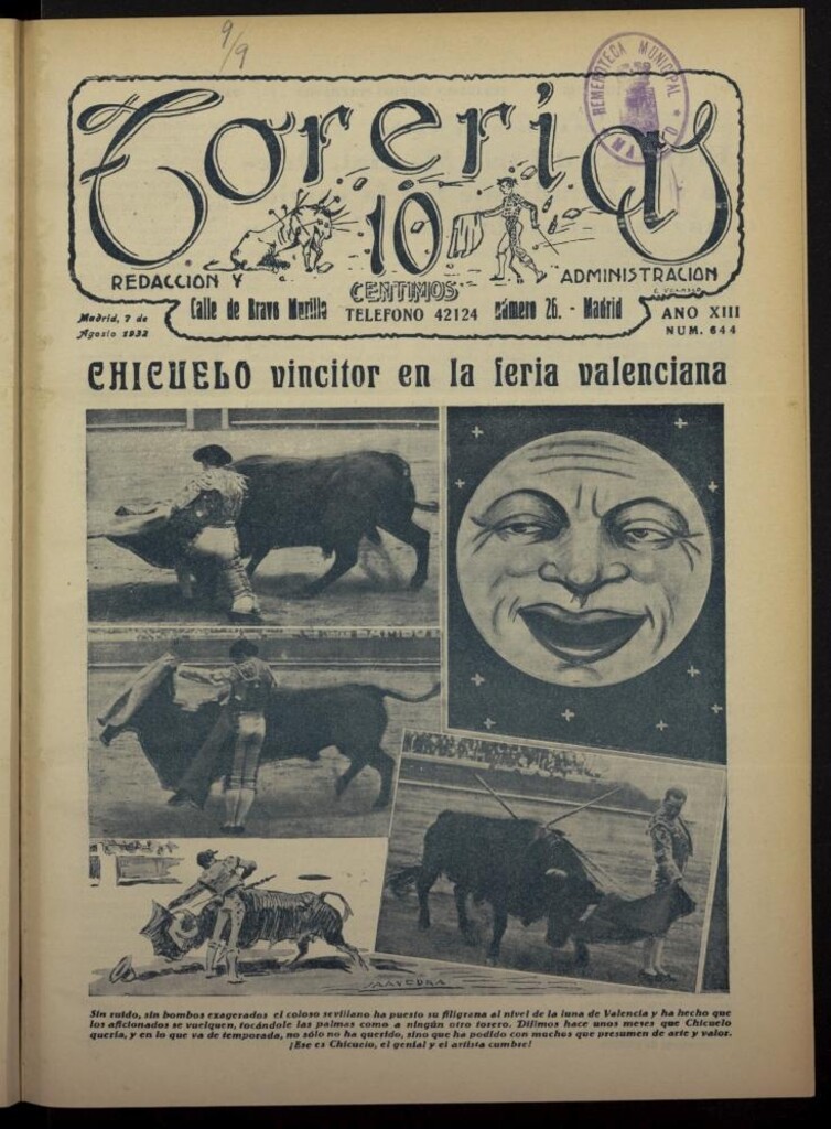 Miniatura de Torerías del 7 de agosto de 1932, nº 644