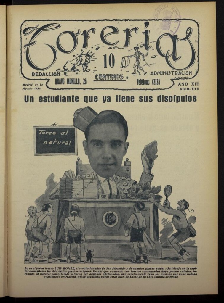 Miniatura de Torerías del 14 de agosto de 1932, nº 645