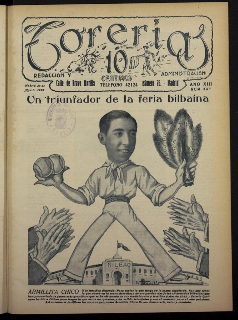 Miniatura de Torerías del 28 de agosto de 1932, nº 647