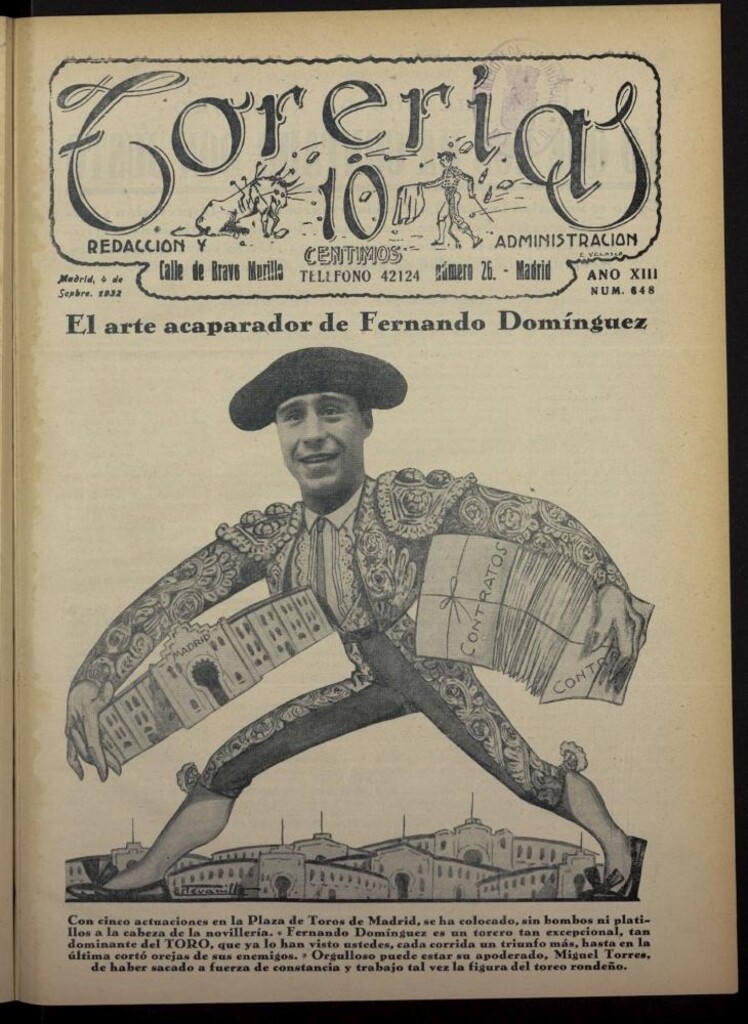 Miniatura de Torerías del 4 de septiembre de 1932, nº 648