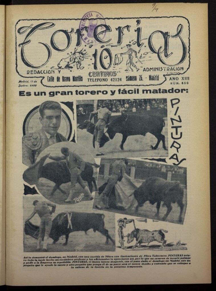 Miniatura de Torerías del 17 de septiembre de 1932, nº 650