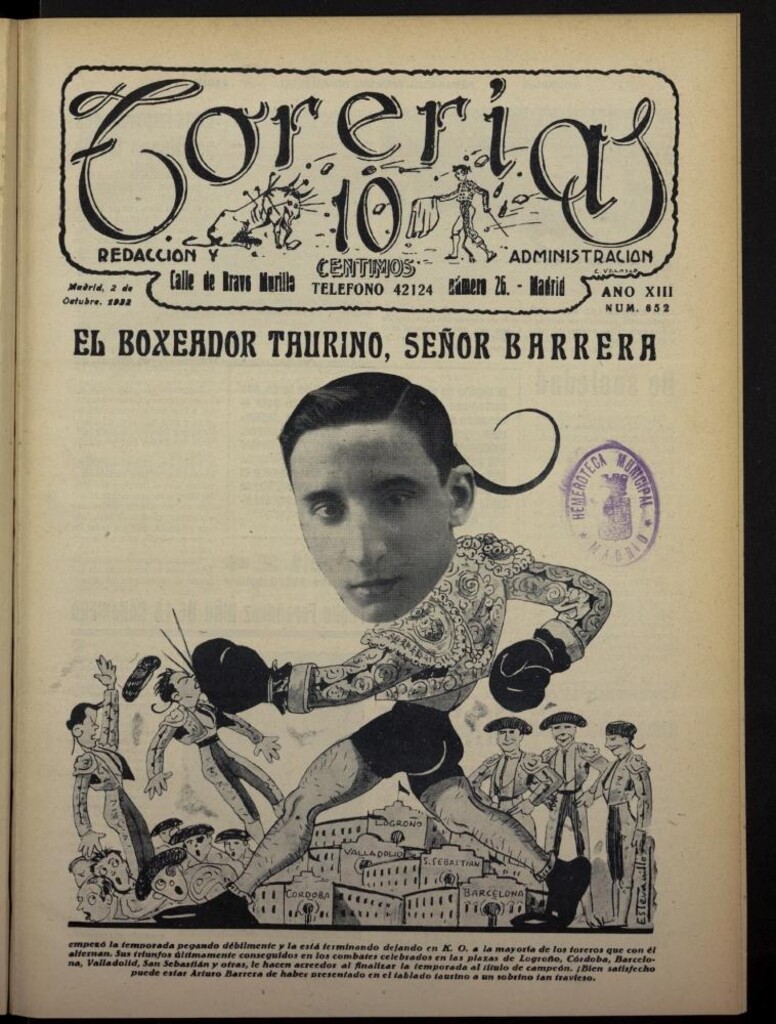 Miniatura de Torerías del 2 de octubre de 1932, nº 652