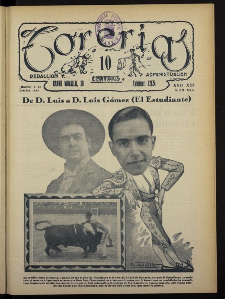 Miniatura de Torerías del 9 de octubre de 1932, nº 653