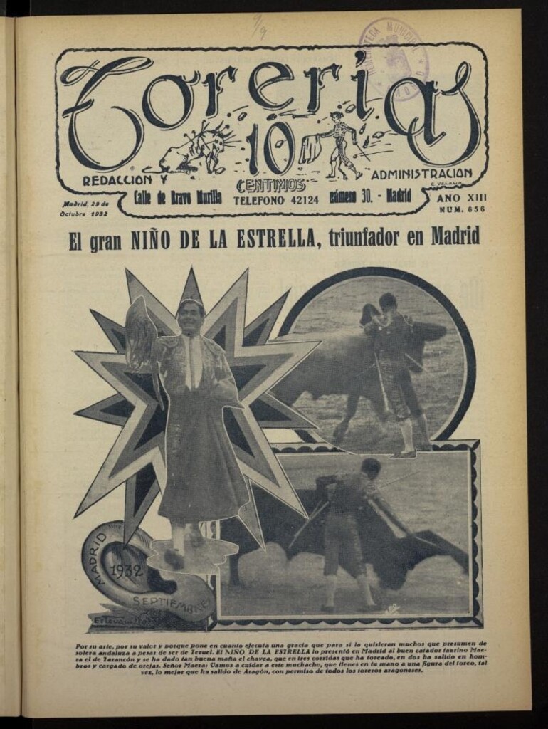Miniatura de Torerías del 29 de octubre de 1932, nº 656