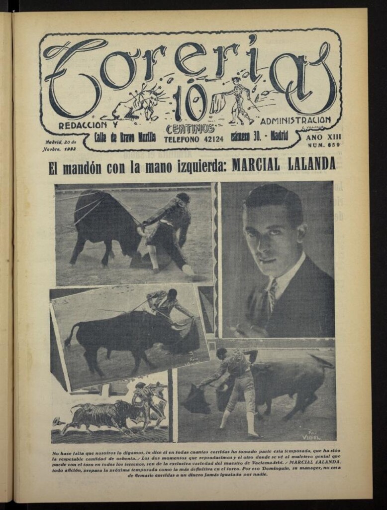 Miniatura de Torerías del 20 de noviembre de 1932, nº 659